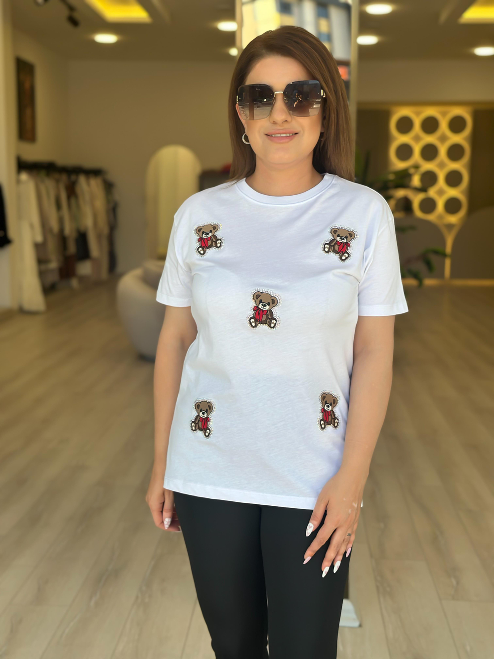 Ayı Baskılı Tshirt BEYAZ