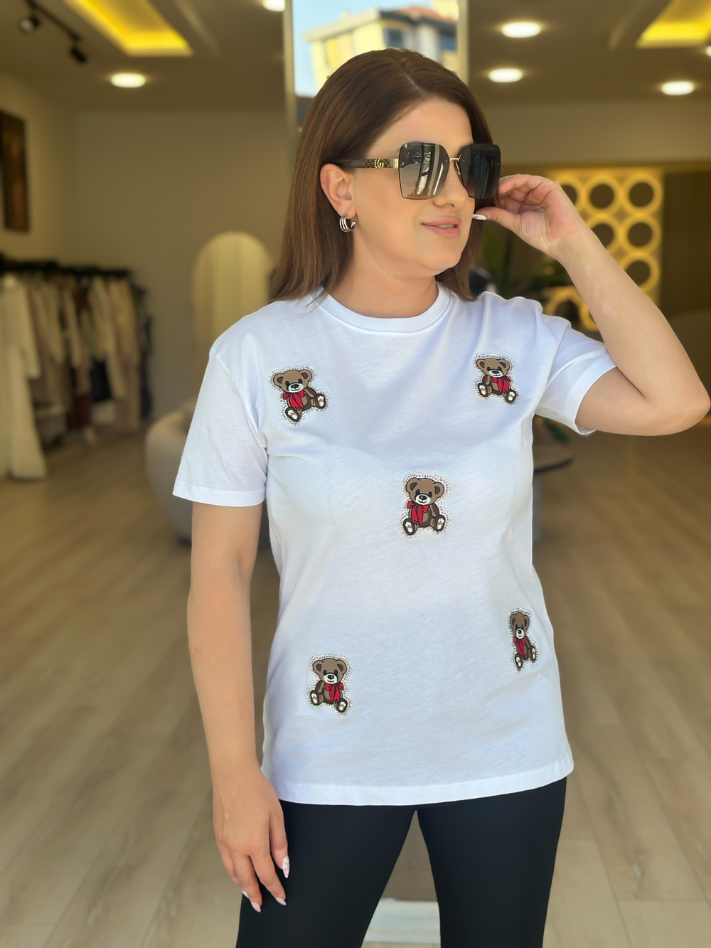 Ayı Baskılı Tshirt BEYAZ