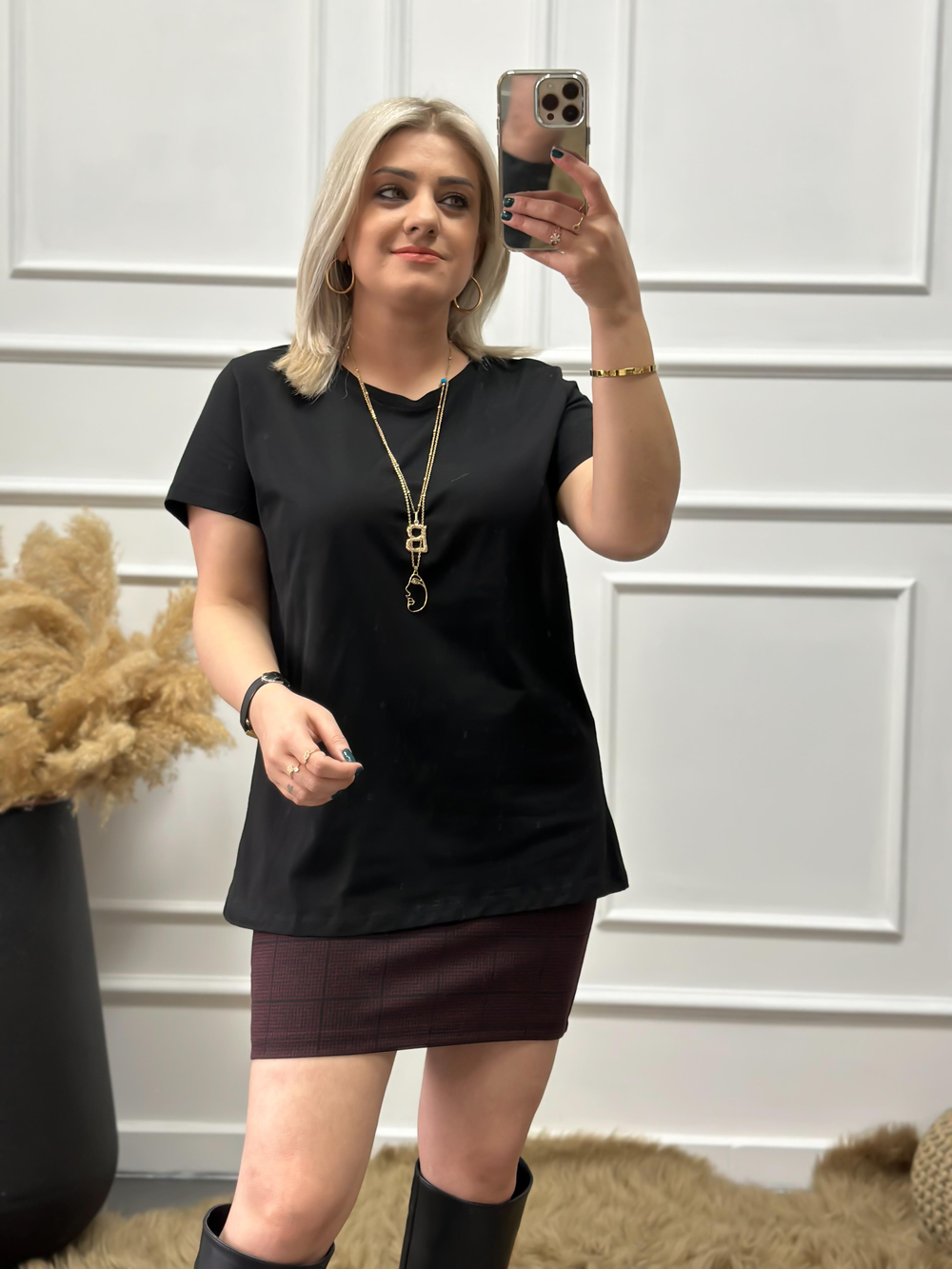 Bisikilet Yaka Basic Tshirt SİYAH