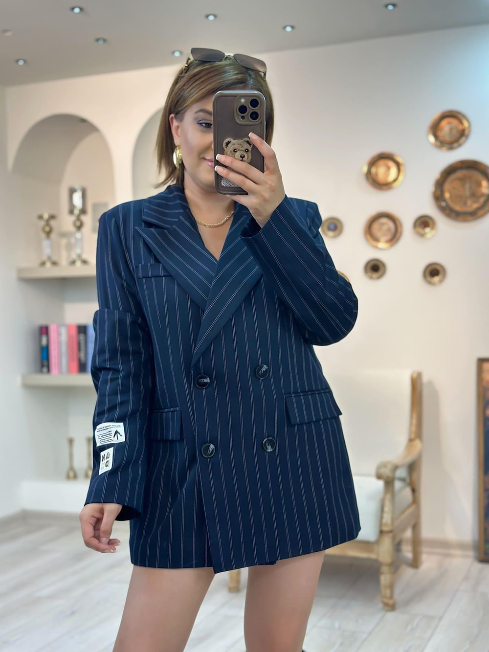 Çizgili Blazer Ceket LACİVERT