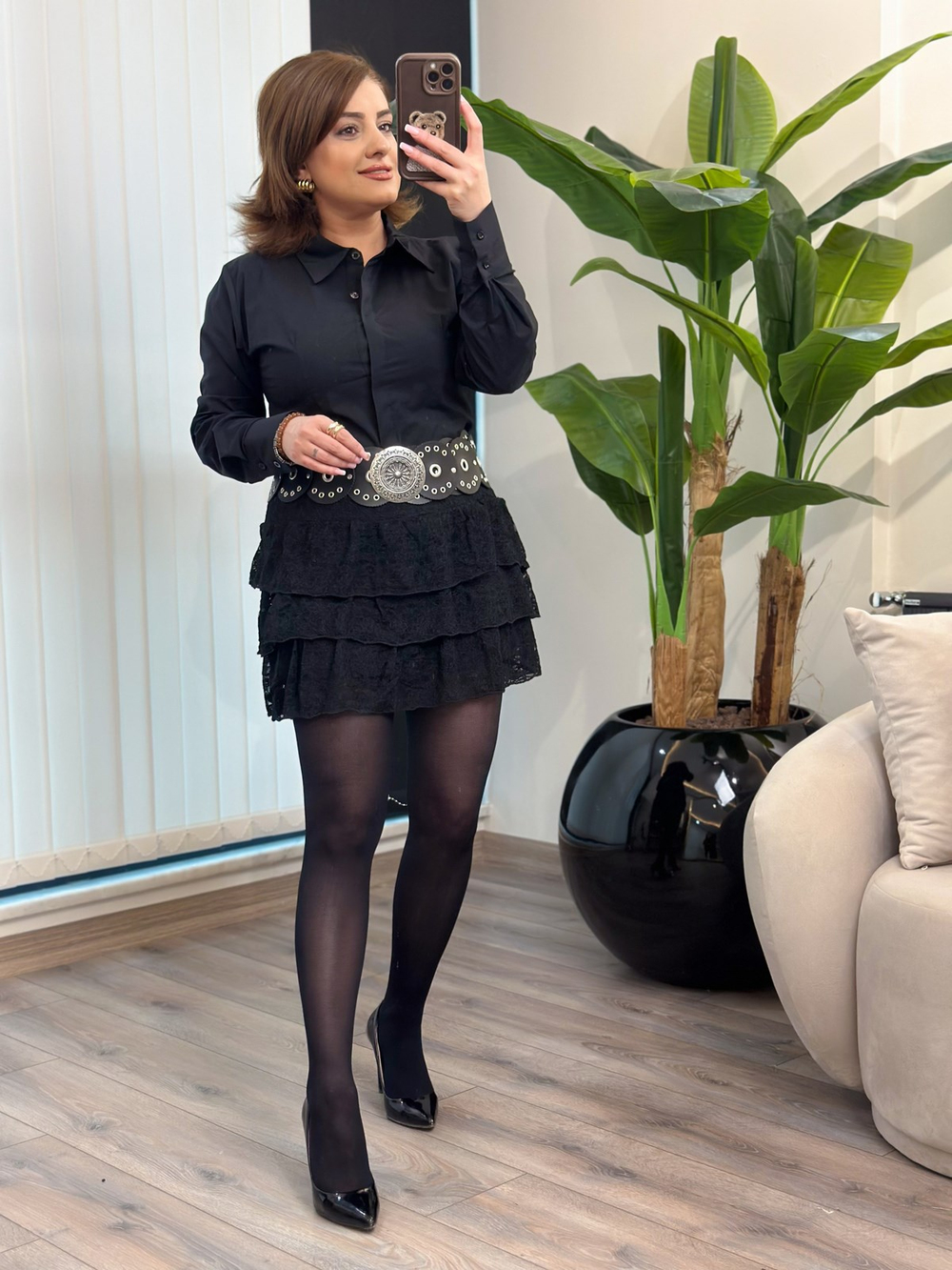 Dantelli Kat Kat Etek SİYAH