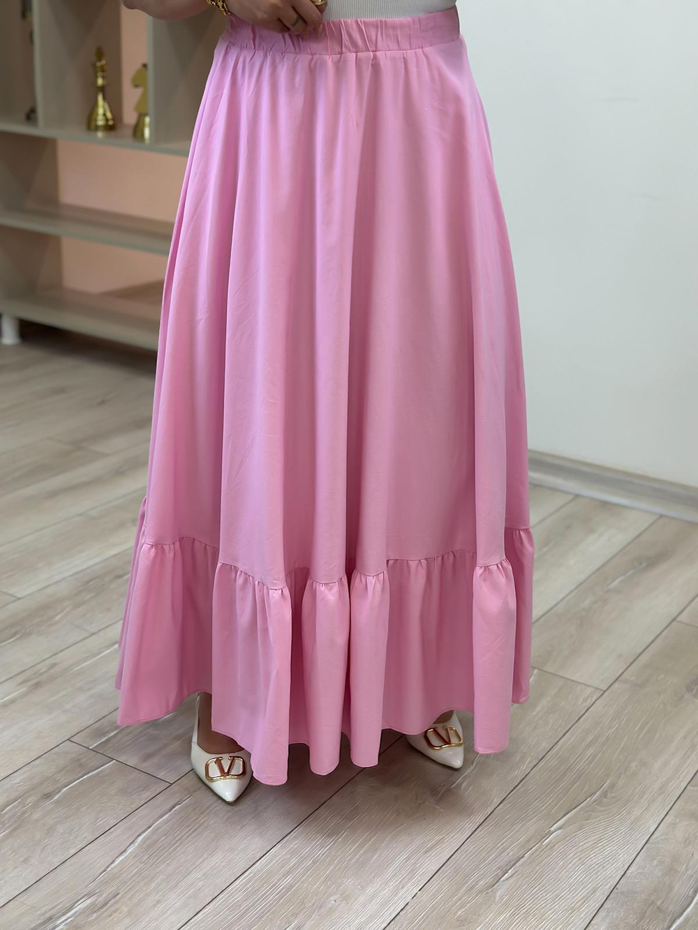 Fırfır Detaylı Etek PEMBE