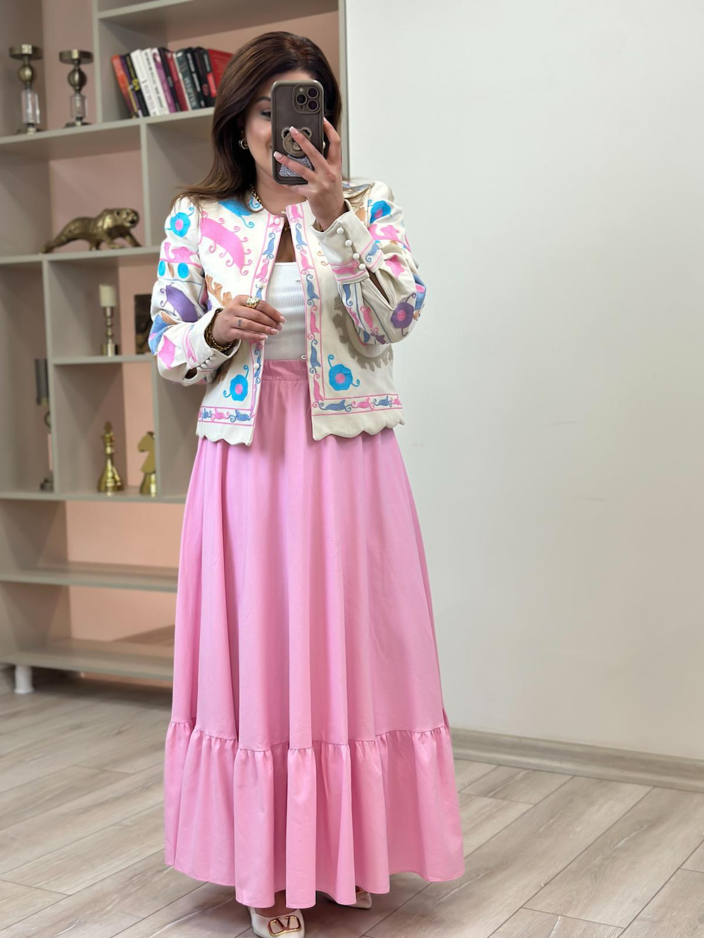 Fırfır Detaylı Etek PEMBE