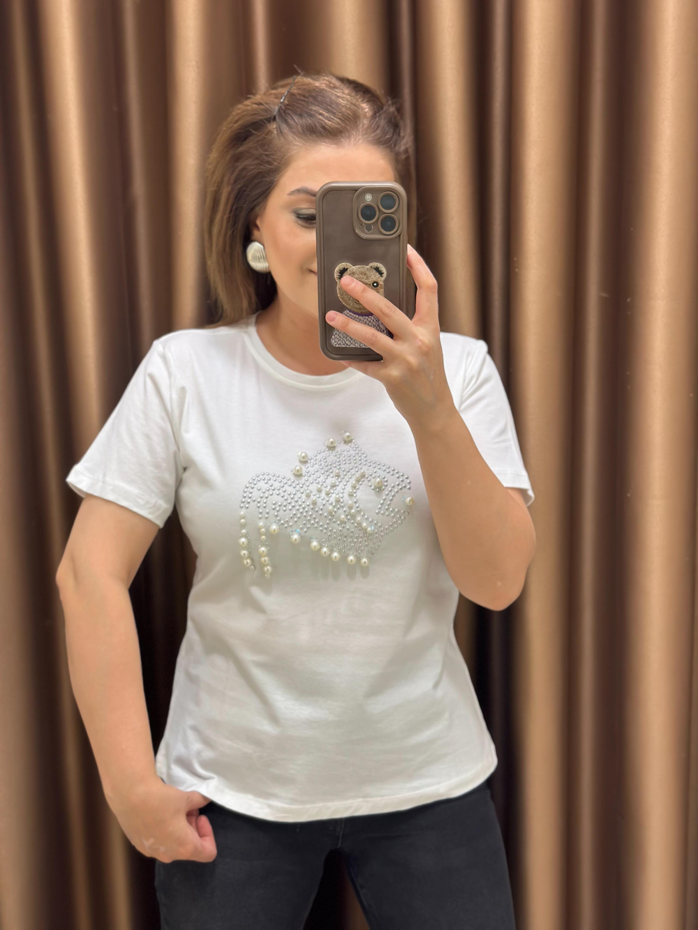 İnci Balık Detaylı Tshirt EKRU