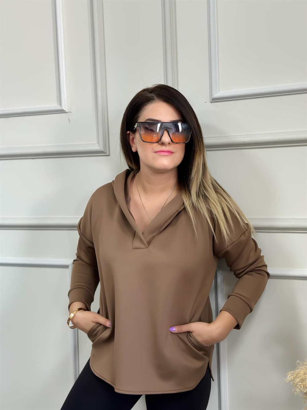 Kapşonlu Scuba Sweatshırt ACI KAHVE