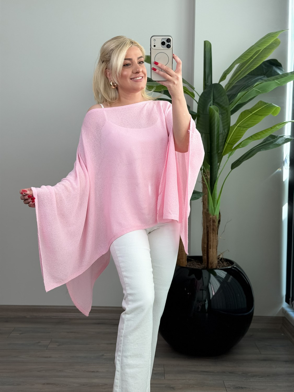Kayık Yaka Panço PEMBE