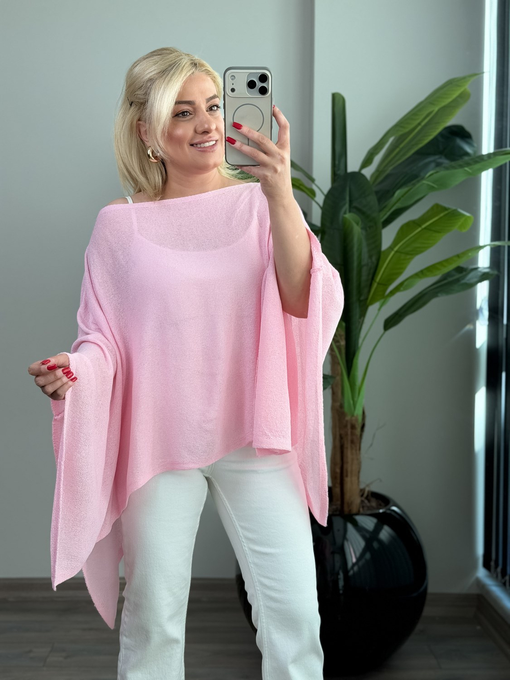 Kayık Yaka Panço PEMBE