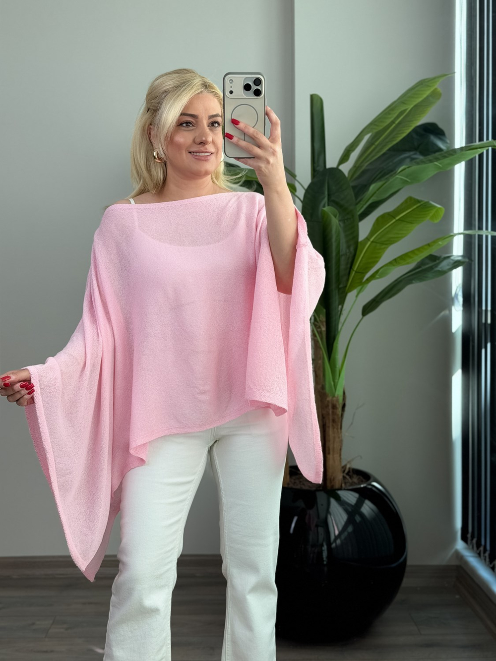 Kayık Yaka Panço PEMBE