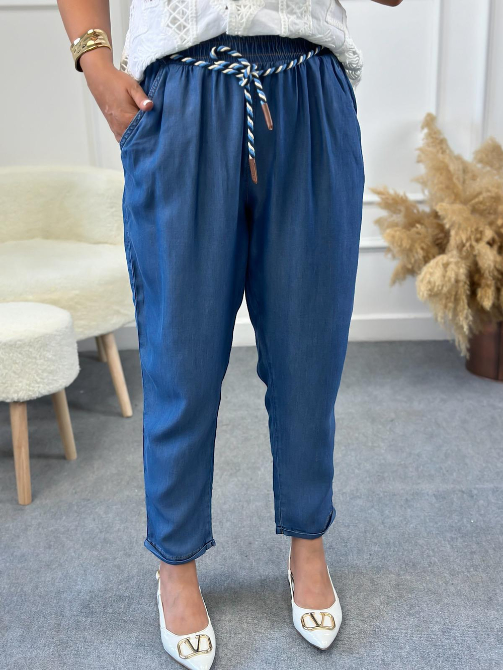 Kemerli Pantalon MAVİ