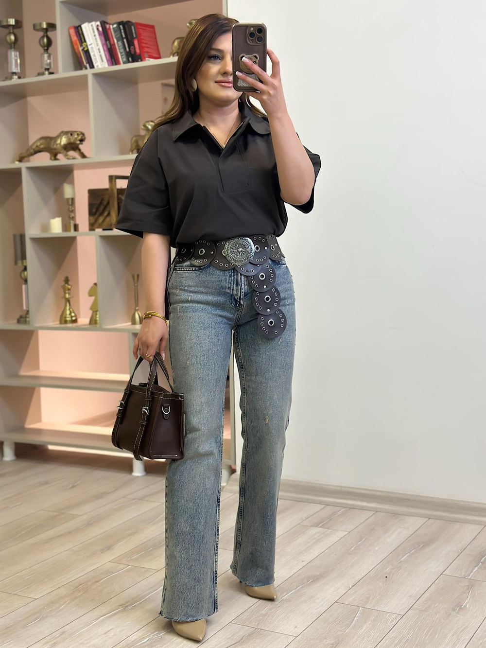 Kesik Paça Straight Fit Jean TAŞLANMIŞ MAVİ