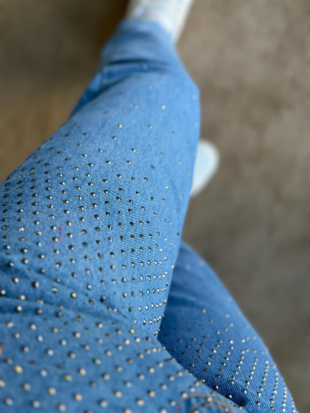 Komle Taş İşlemeli Kot Pantolon MAVİ