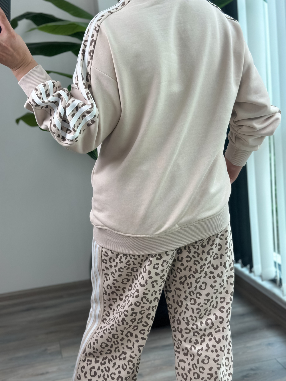 Leopar Detaylı İkili Uzun Kol Takım BEJ