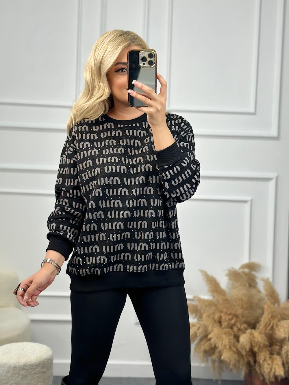 Miu Miu Taşlı Sweatshirt SİYAH