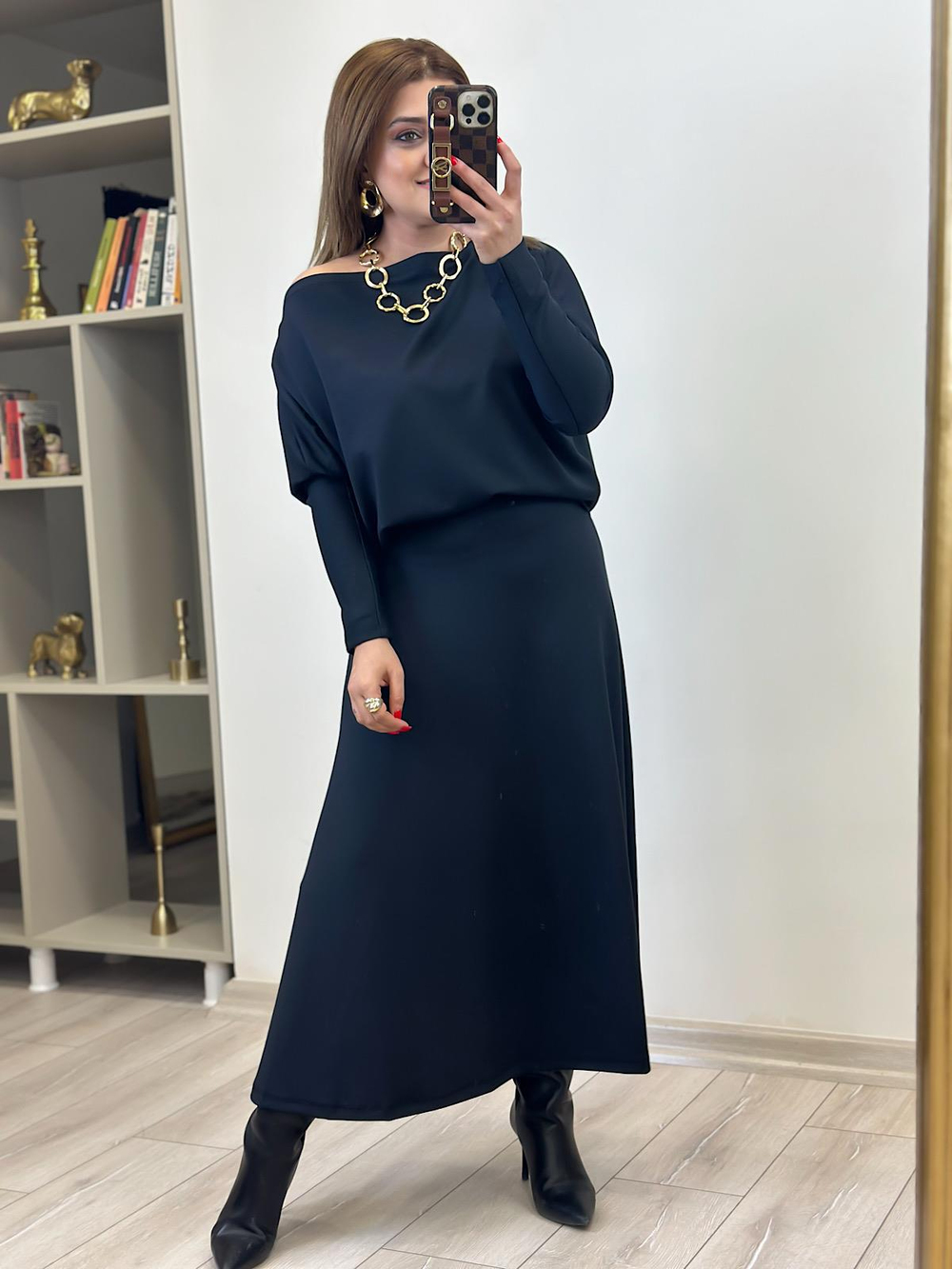 Modal Uzun Etekli Takım SİYAH