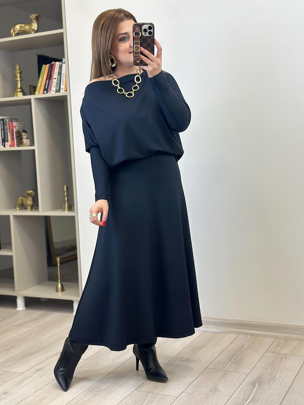 Modal Uzun Etekli Takım SİYAH
