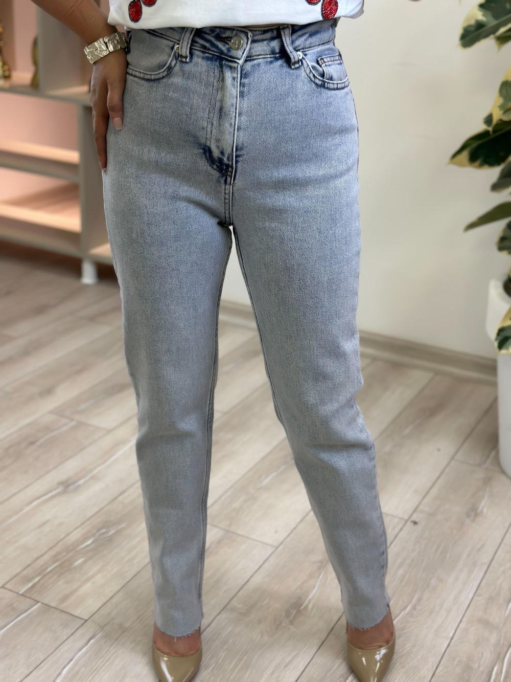 Mom Geniş Paça Jean BUZ MAVİ