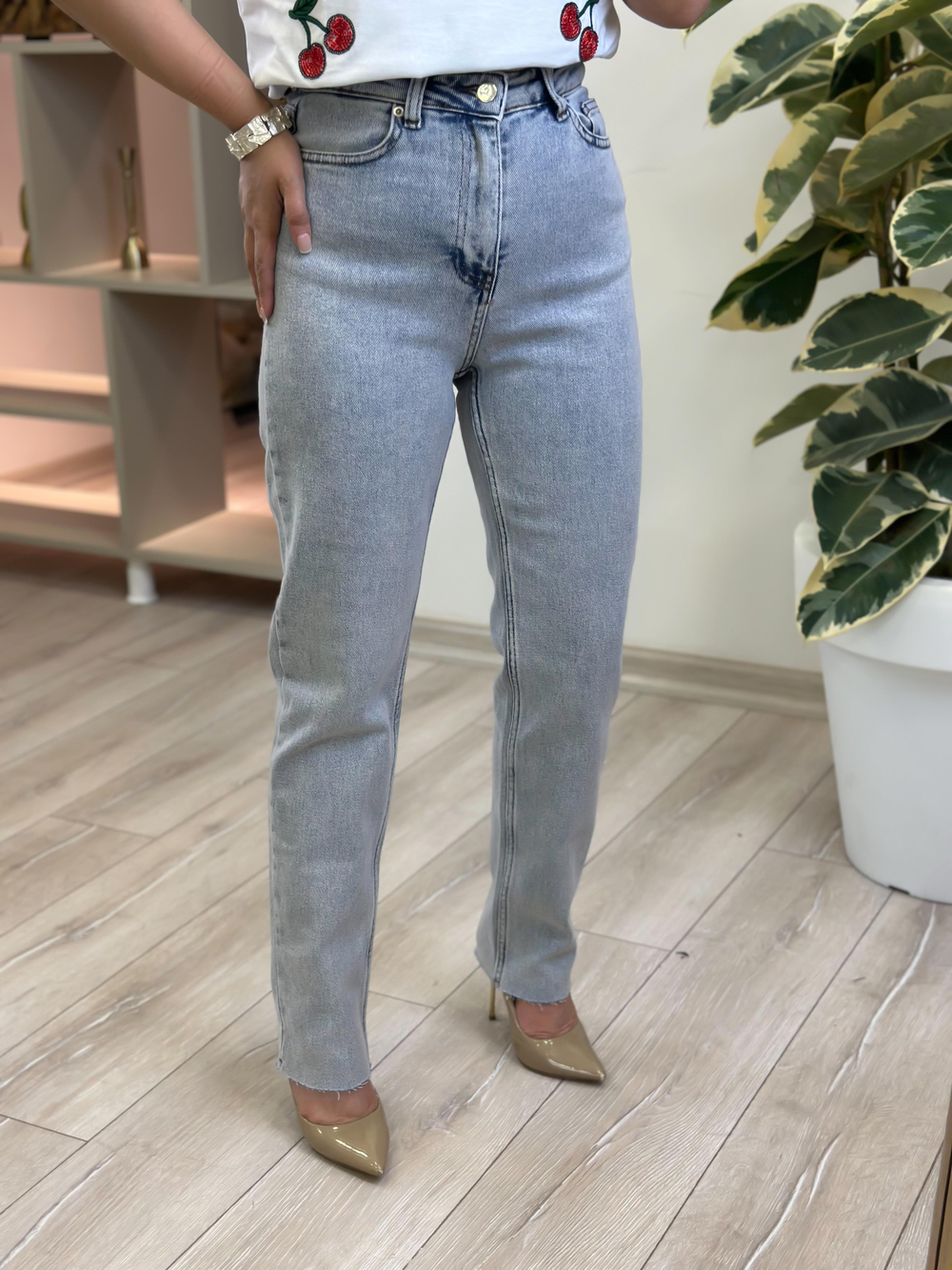 Mom Geniş Paça Jean BUZ MAVİ