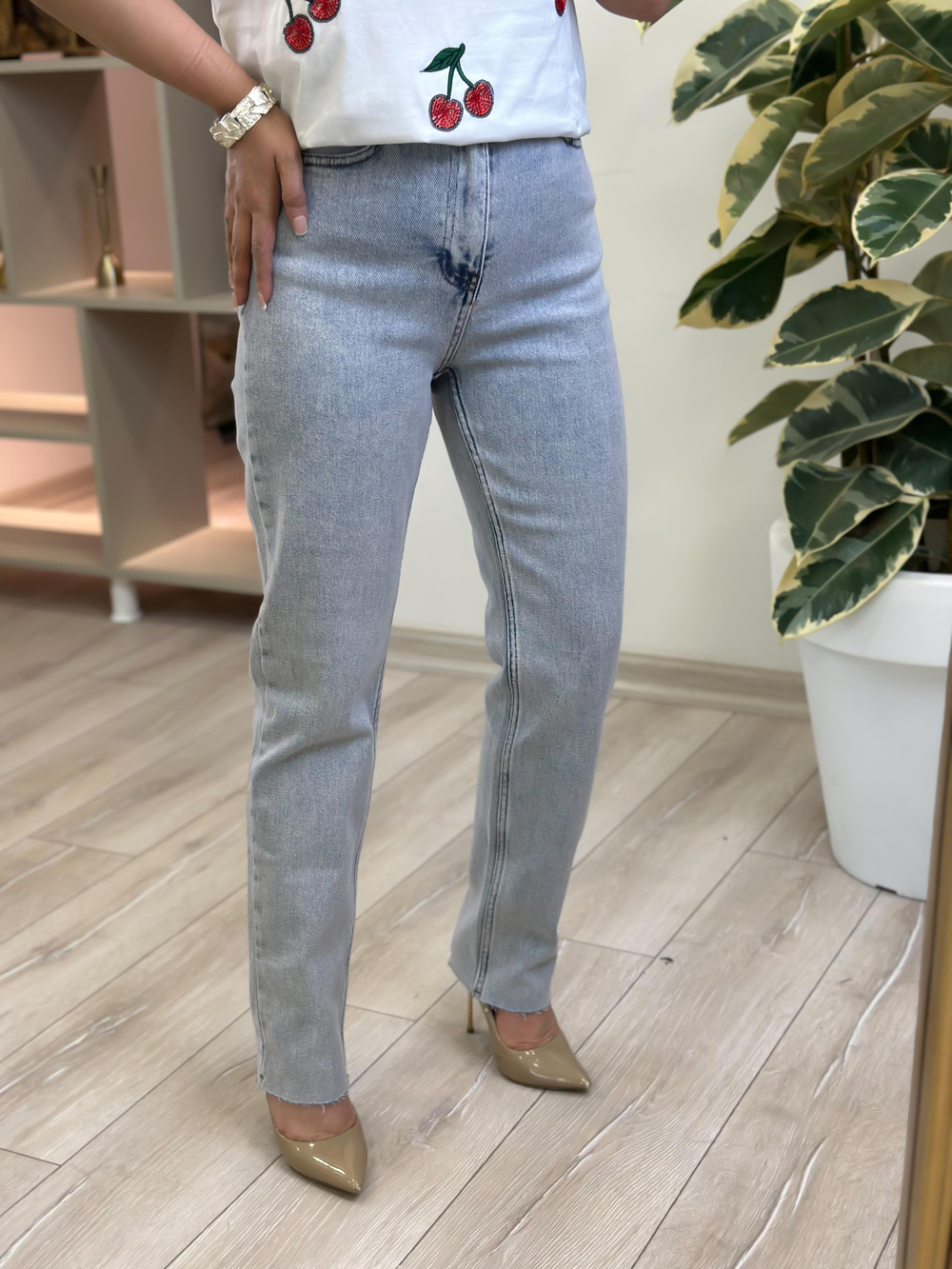 Mom Geniş Paça Jean BUZ MAVİ