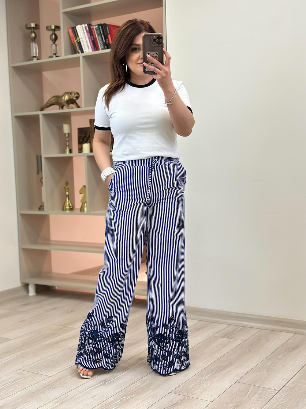Nakışlı Pantolon MAVİ