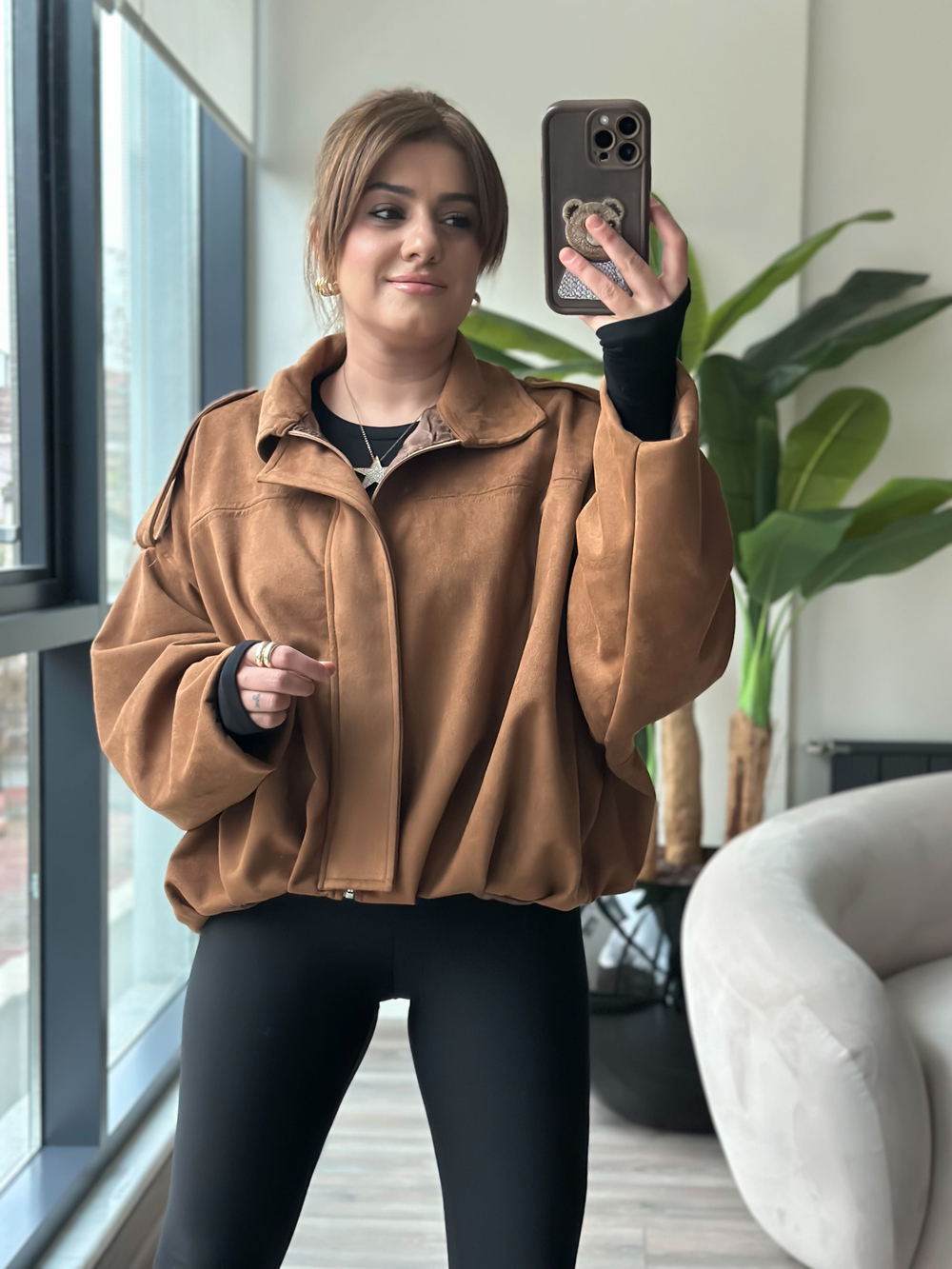 Nubuk Oversize Boomber Ceket TABA