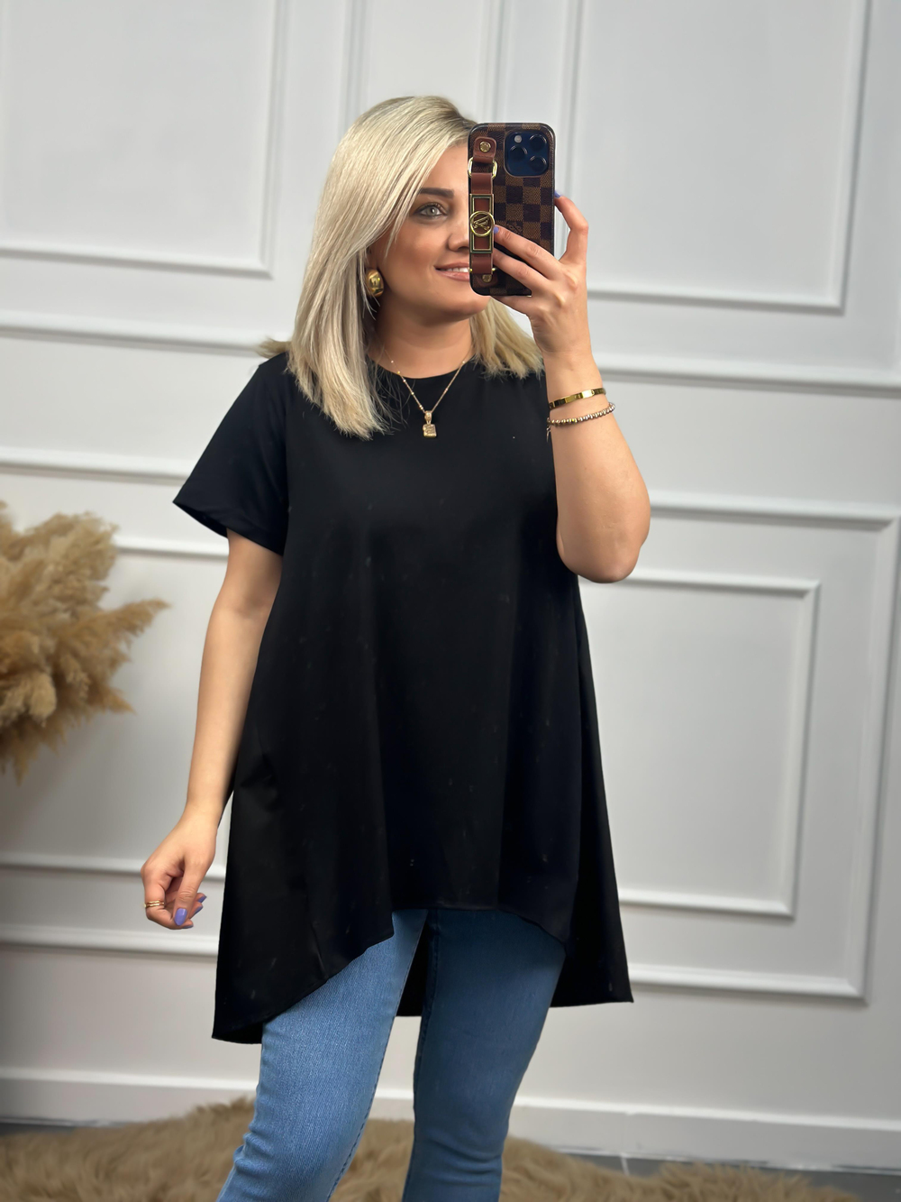 Orjinal Marka Arkası Poplin Detay Basic Tshirt SİYAH