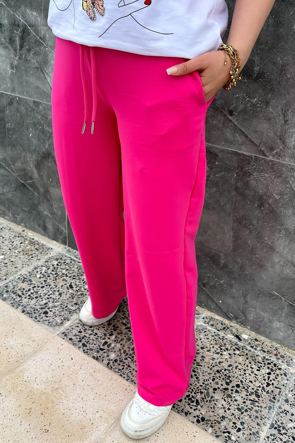 Palazzo Model Penye Alt Eşofman PEMBE
