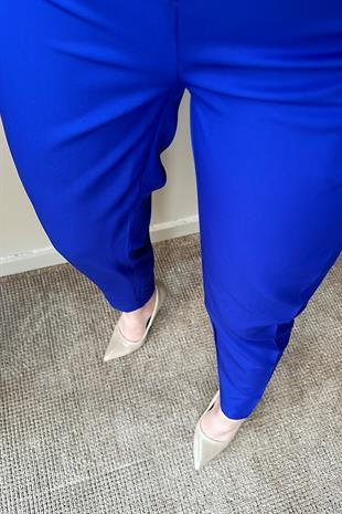 Pile Detaylı Jogger Pantolon MAVİ