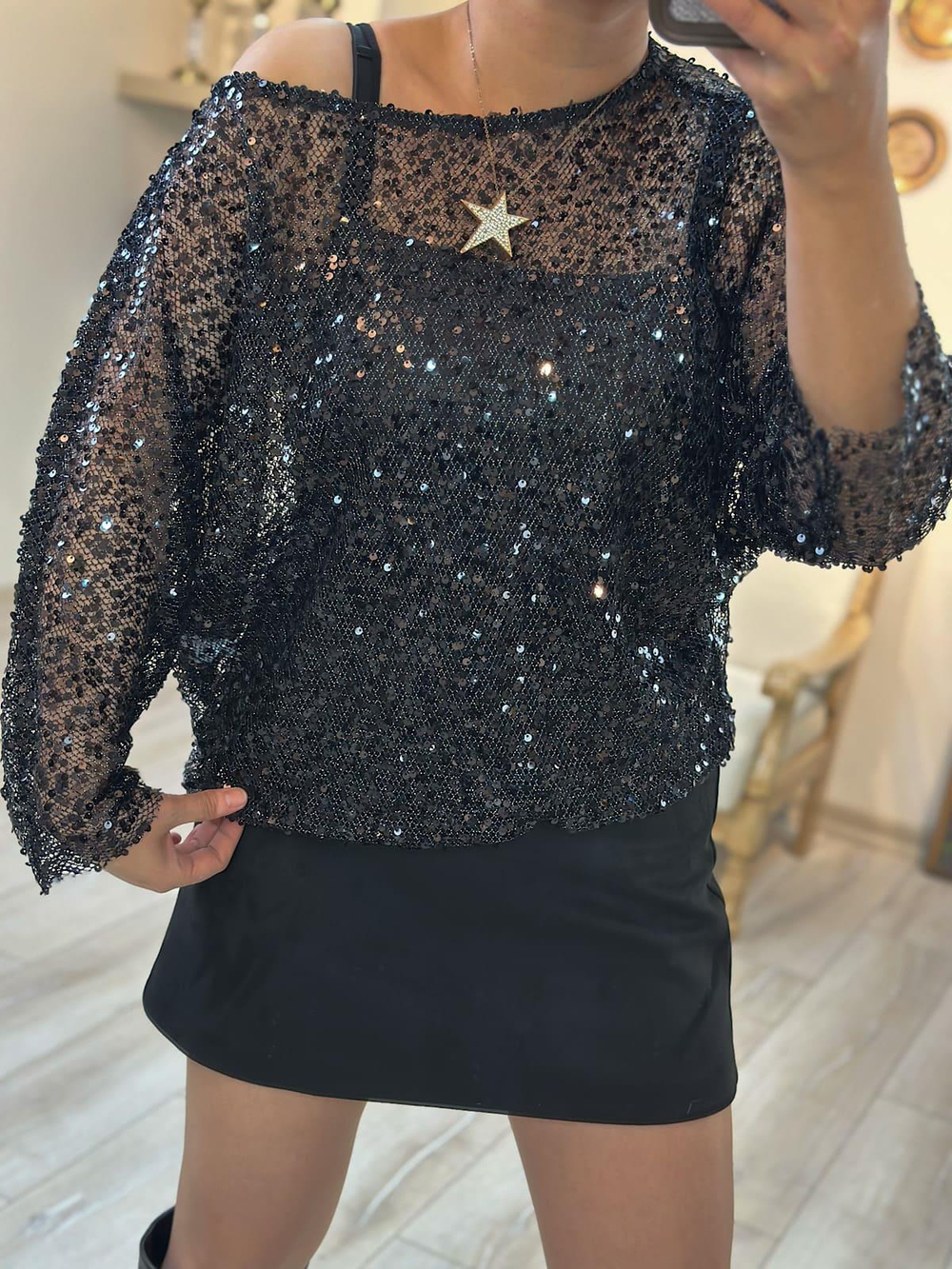 Pul Payet Bluz SİYAH