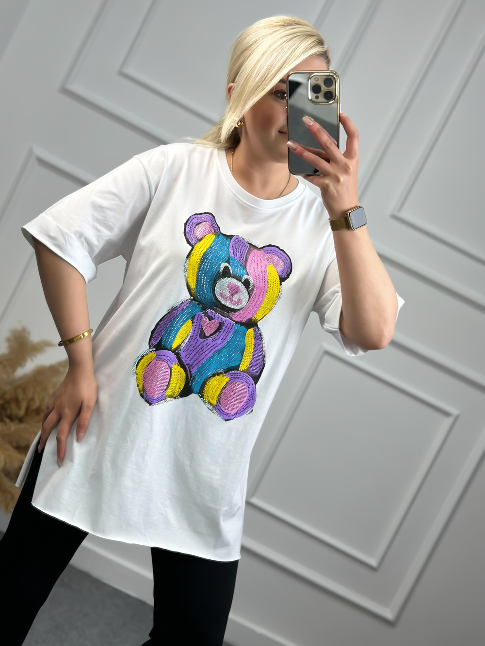 Renkli Ayılı Tshirt BEYAZ