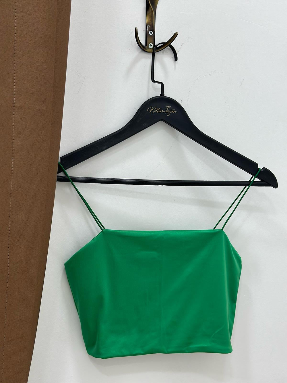 Spagetti Askılı Crop YEŞİL