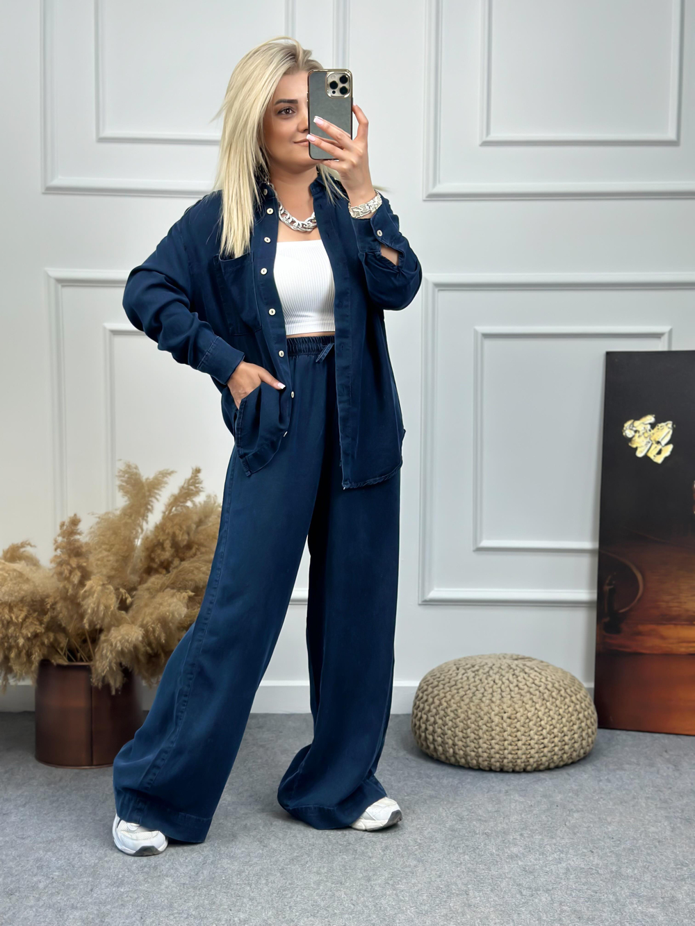Tensel Denim Takım KOYU MAVİ