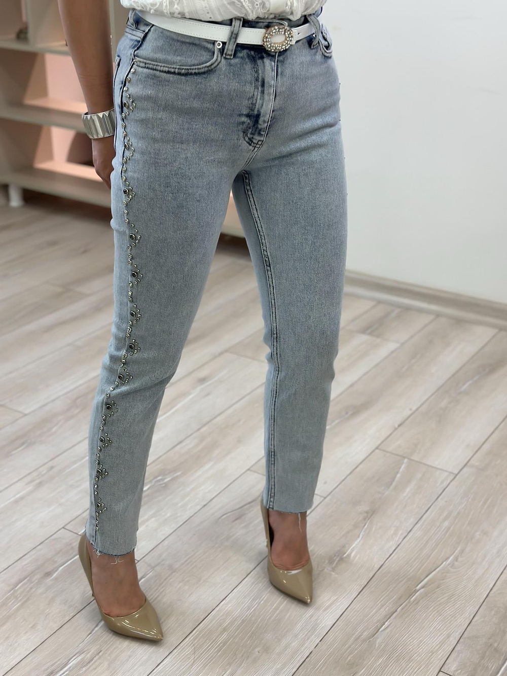 Yanları Droplı Jean BUZ MAVİ