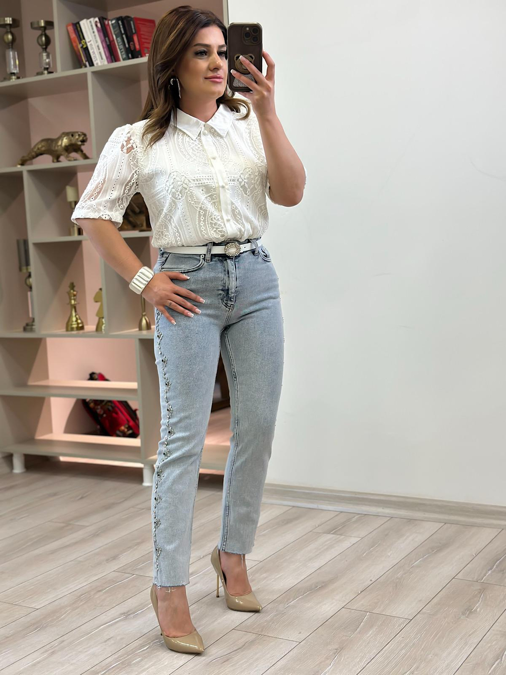 Yanları Droplı Jean BUZ MAVİ