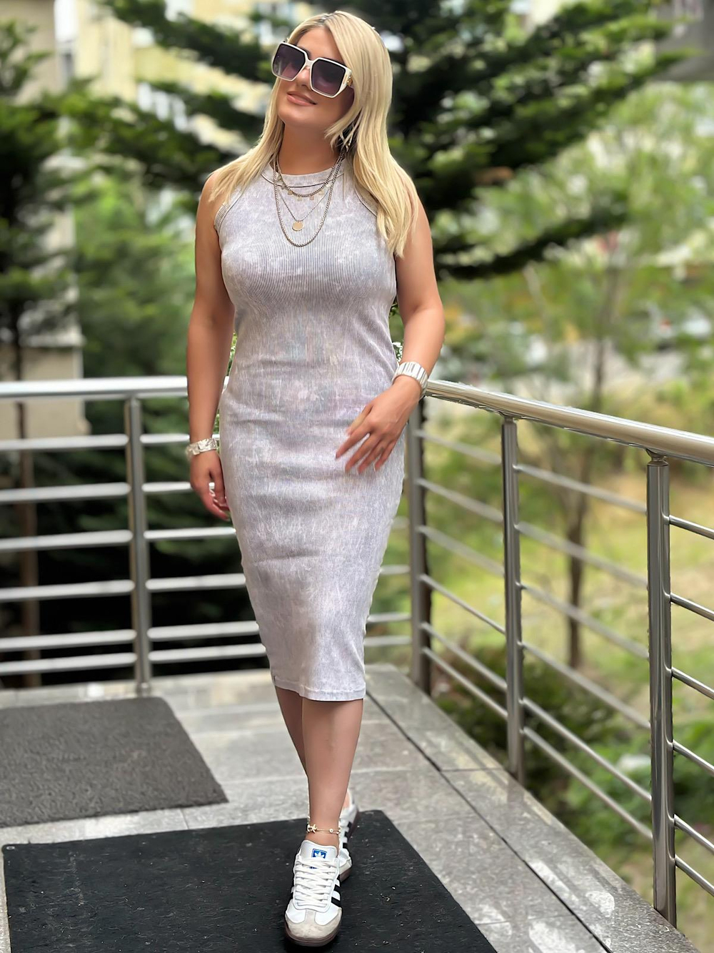 Yıkamalı Elbise GRİ