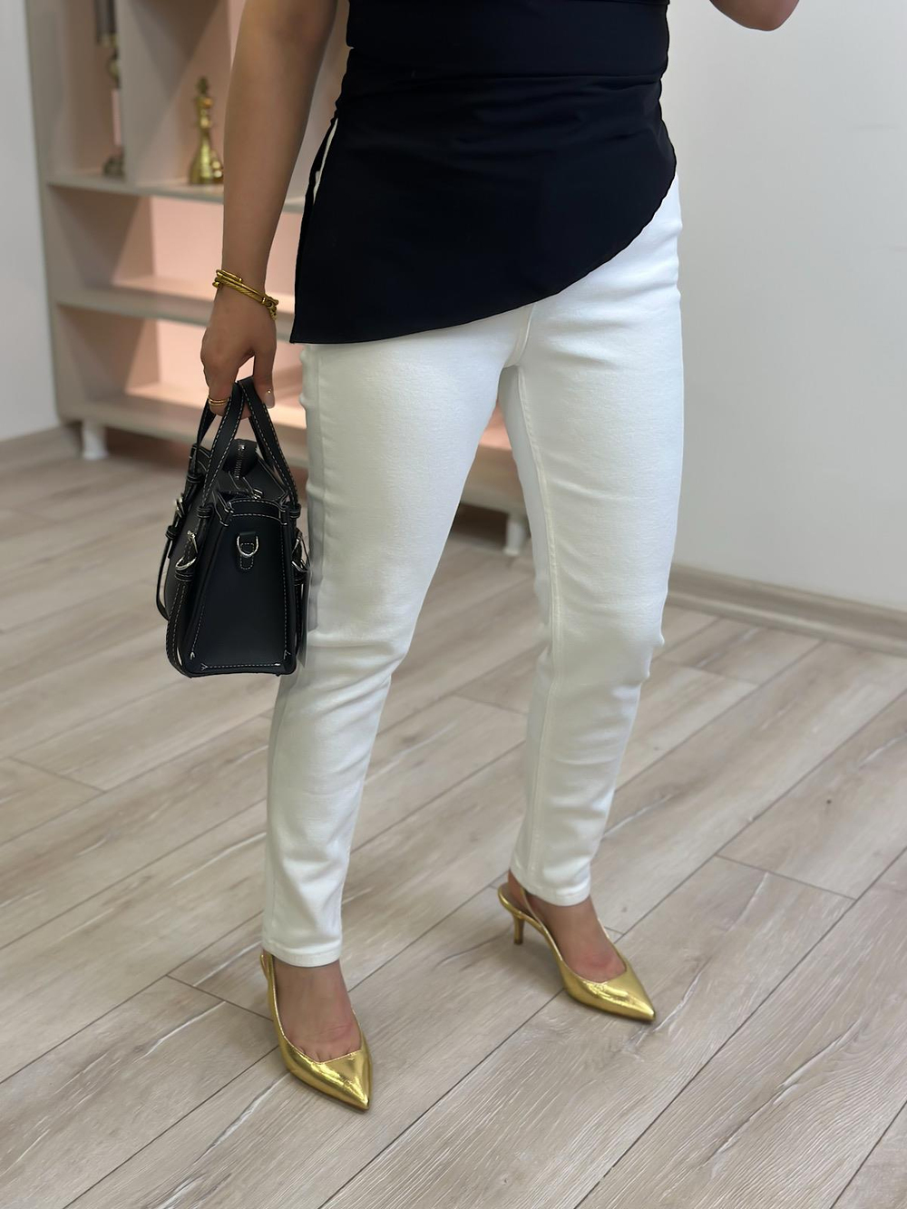 Yüksek Bel Slim Fit Jean BEYAZ