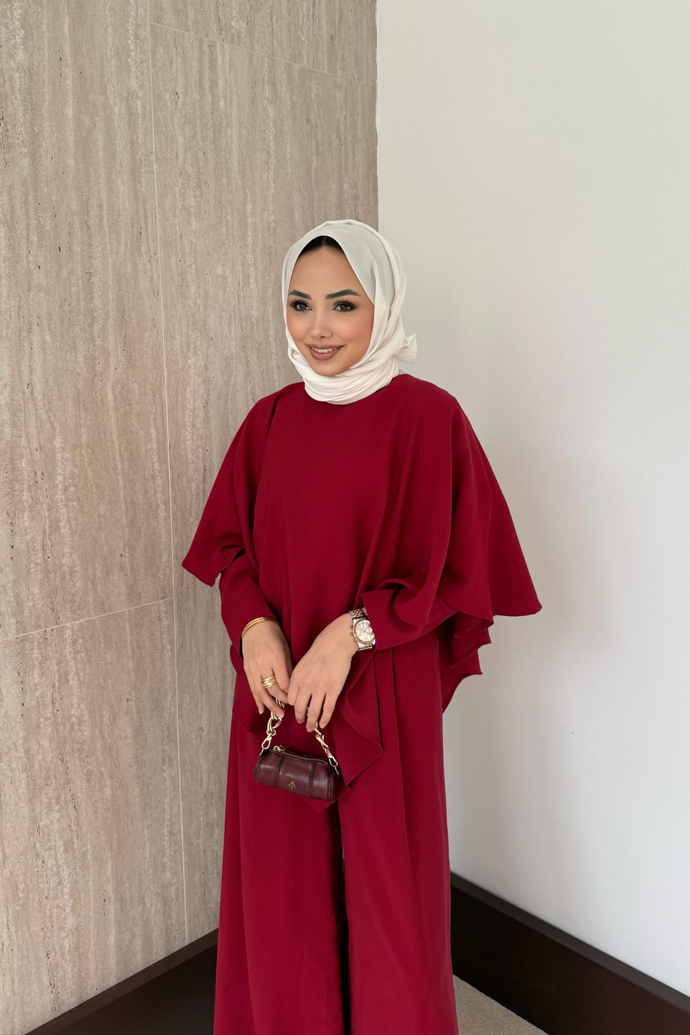 3 Parçalı Modal Pantolonlu Takım - Kırmızı