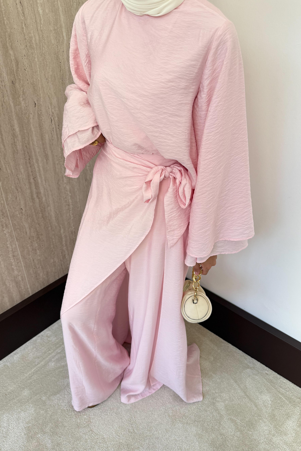 Arya Pelerinli Pantolonlu Takım - Pembe