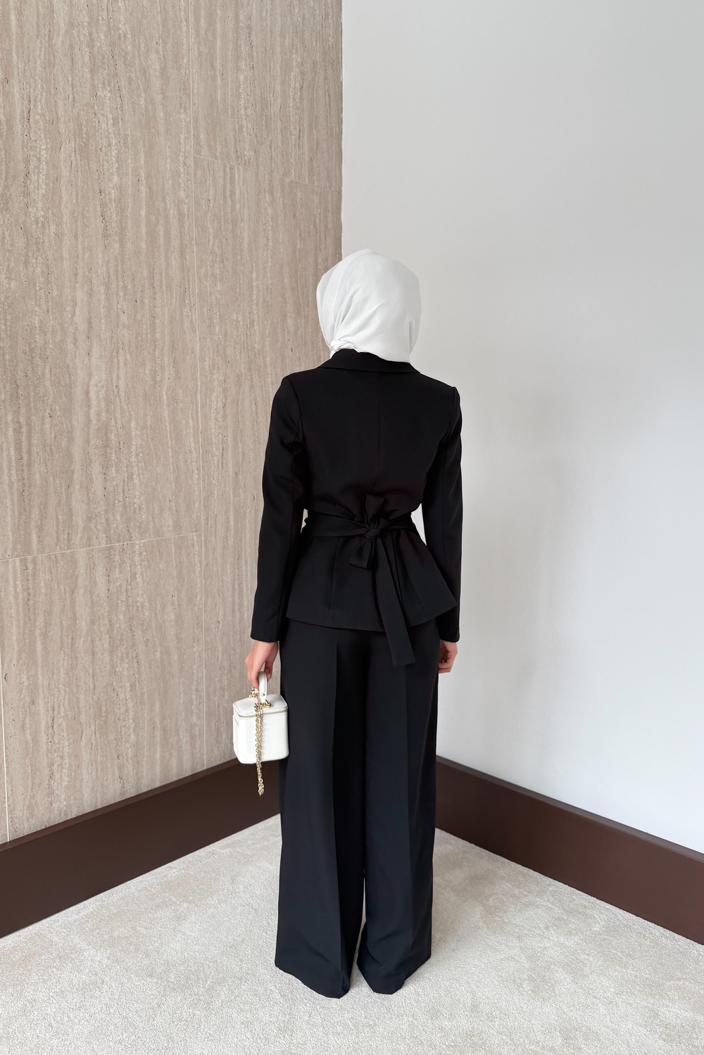 Asimetrik Blazer Ceketli Takım - Siyah