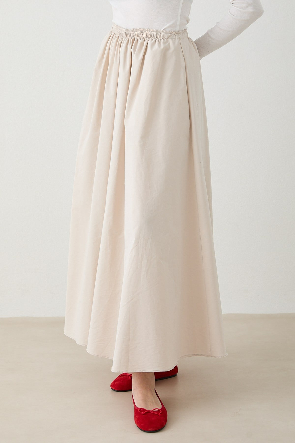 Beli Lastikli Paraşüt Etek - Taş