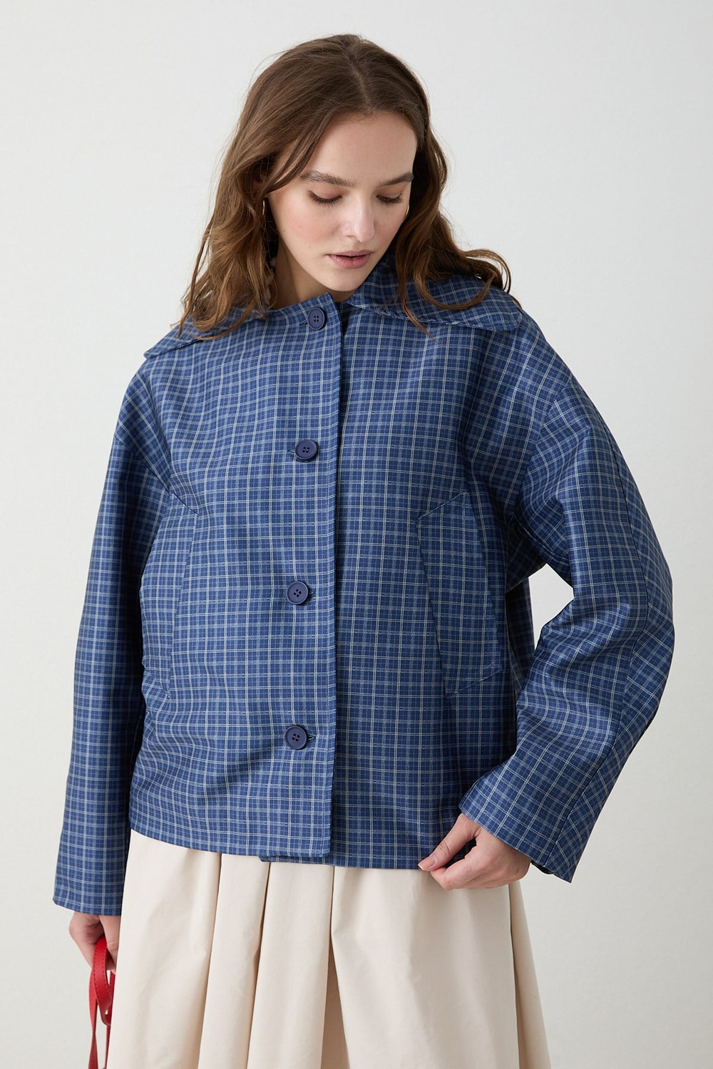 Ekose Bomber Ceket - Lacivert