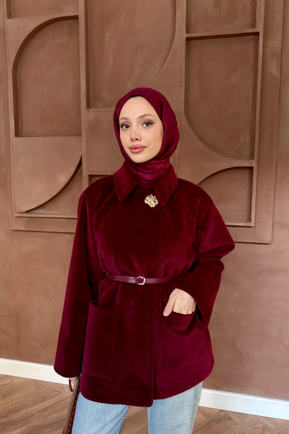 Kemerli Goldfox Kaban - Bordo
