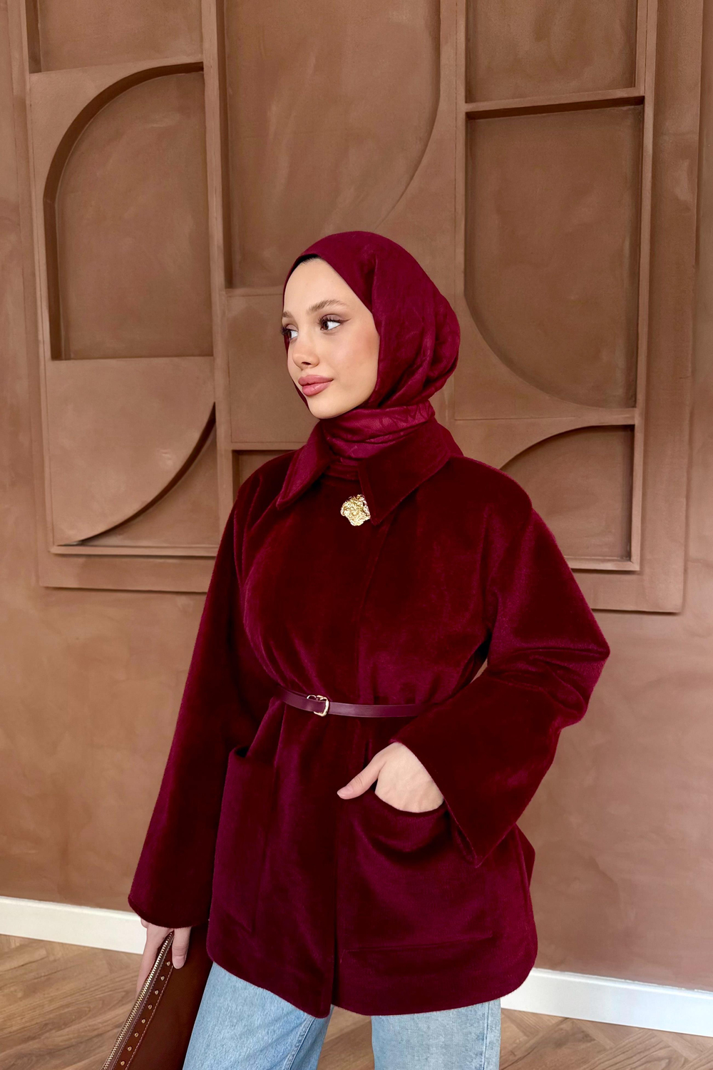 Kemerli Goldfox Kaban - Bordo