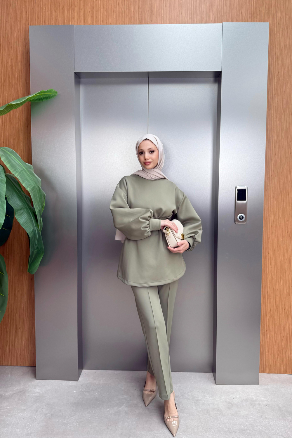 Kemerli Scuba Pantolonlu Takım - Haki