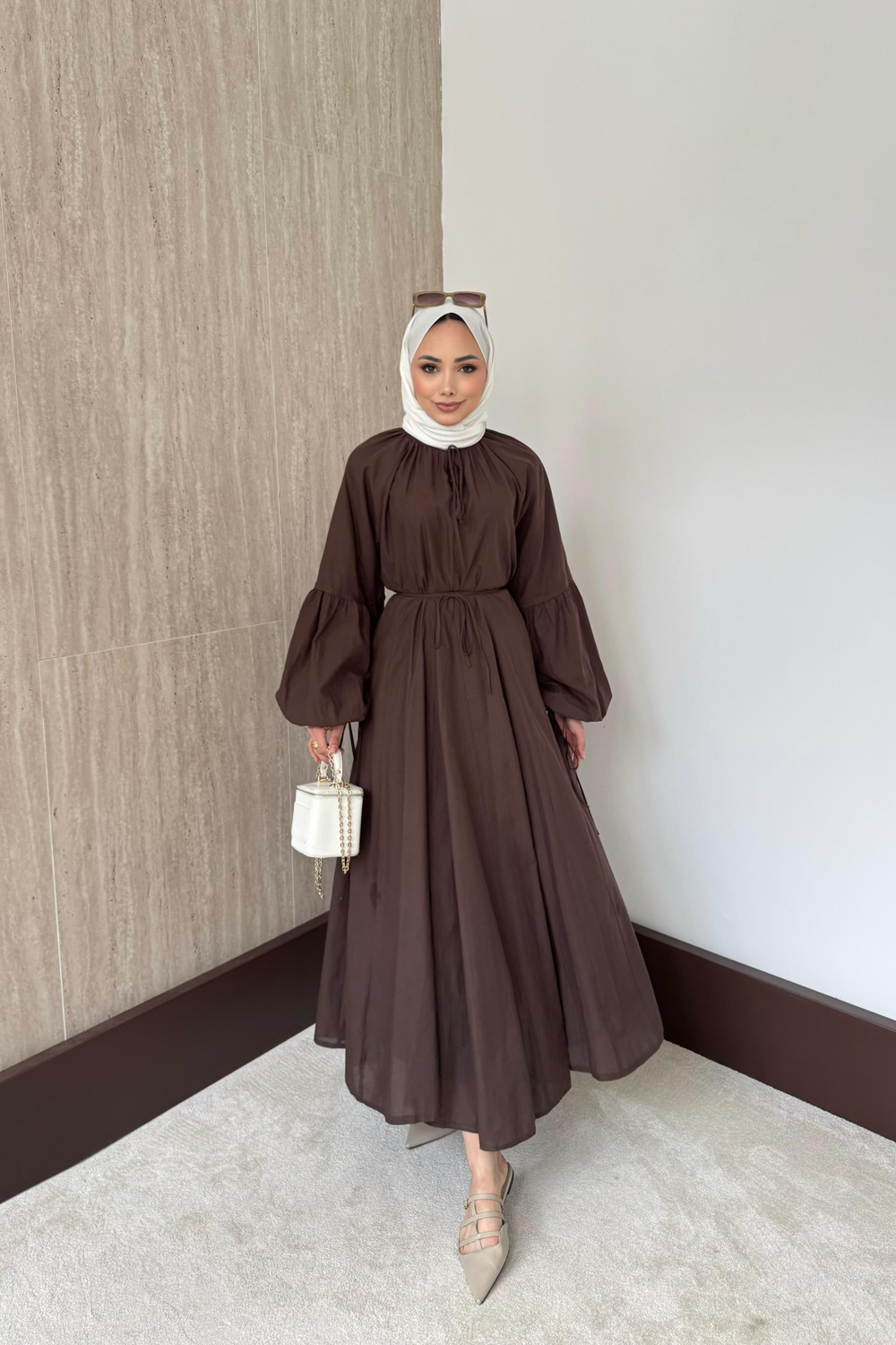 Lady Oversize Elbise - Kahve