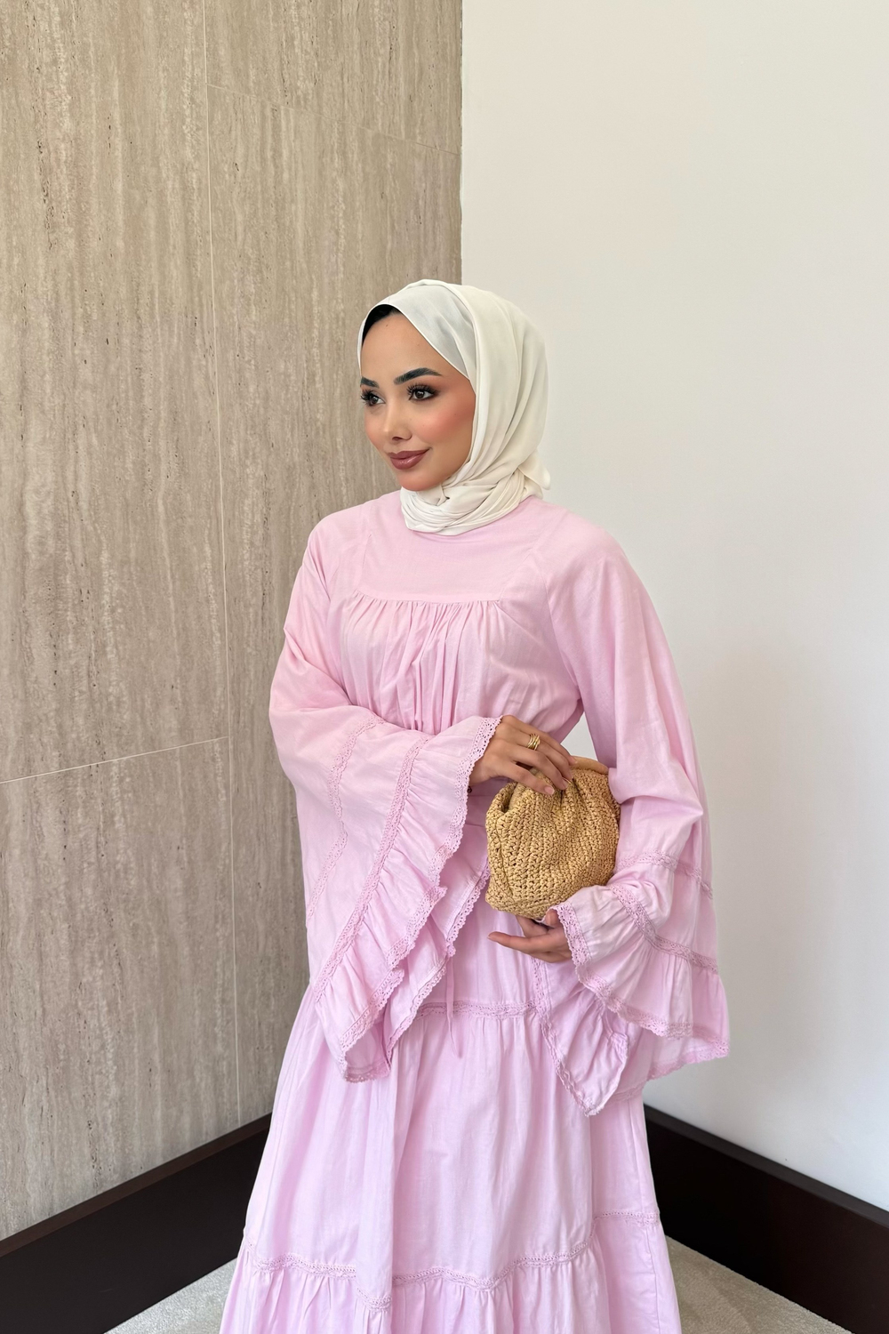 Leysa Keten Elbise - Pembe