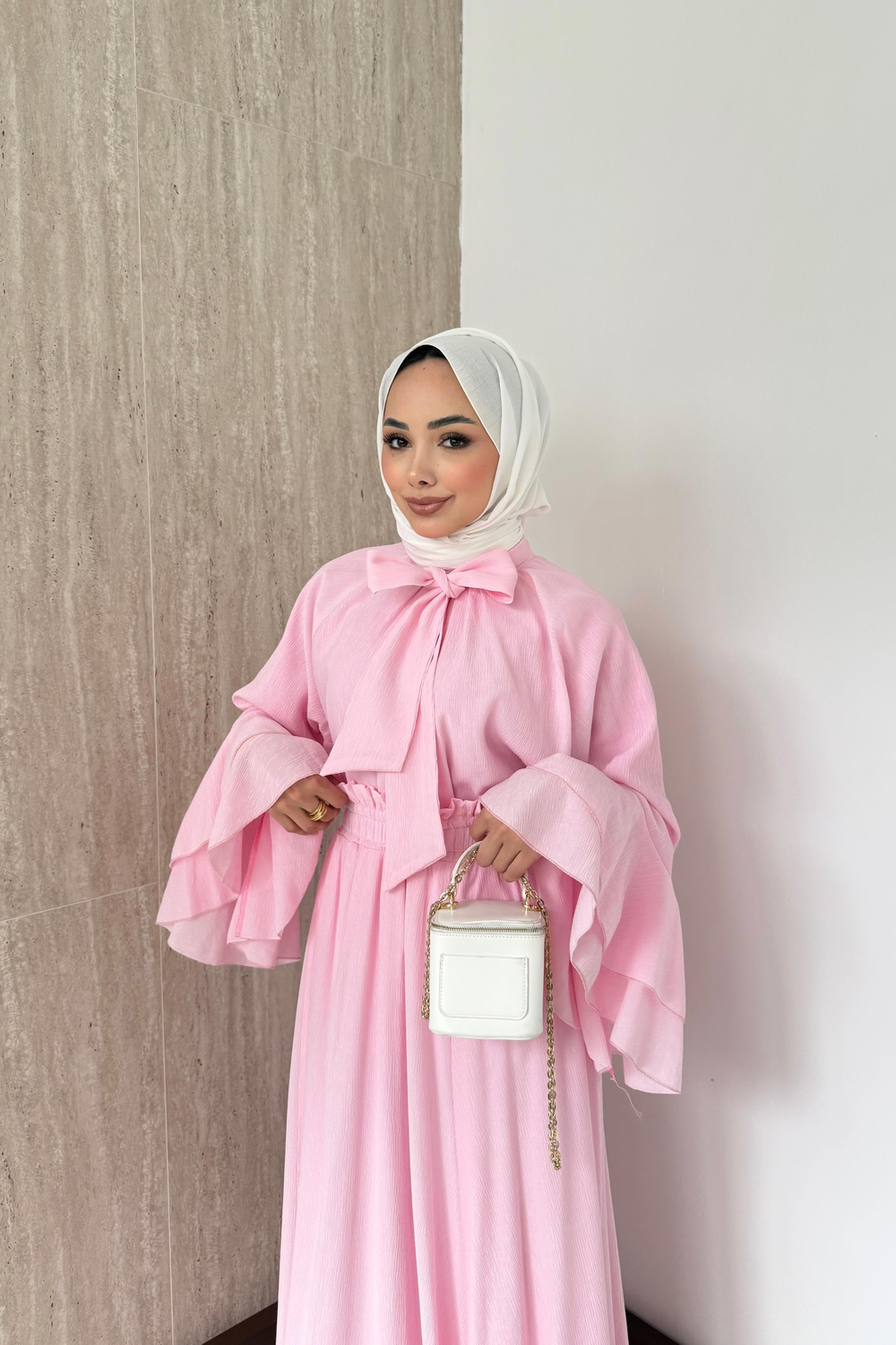 Mono Piliseli Etekli Takım - Pembe
