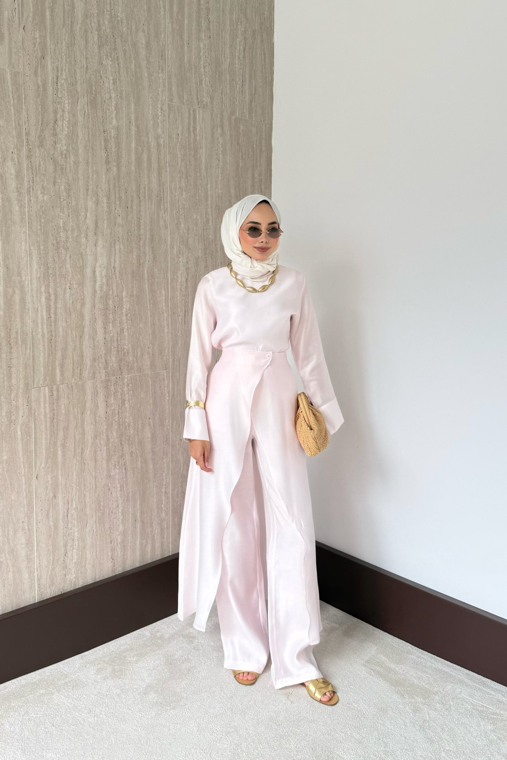 Moren Pelerinli Pantolonlu Takım - Pembe