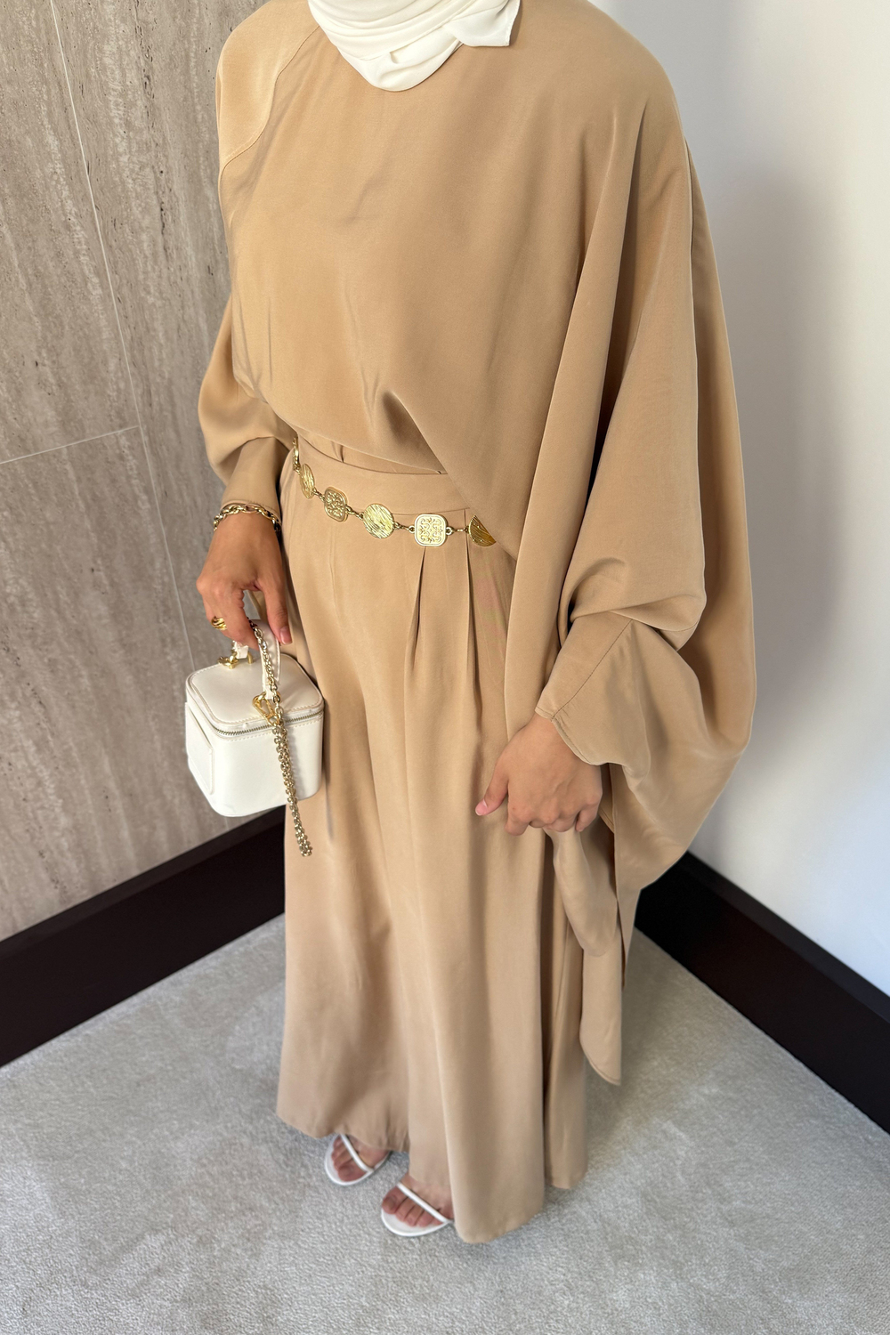 Nova Gold Aksesuarlı Pantolonlu Takım - Camel