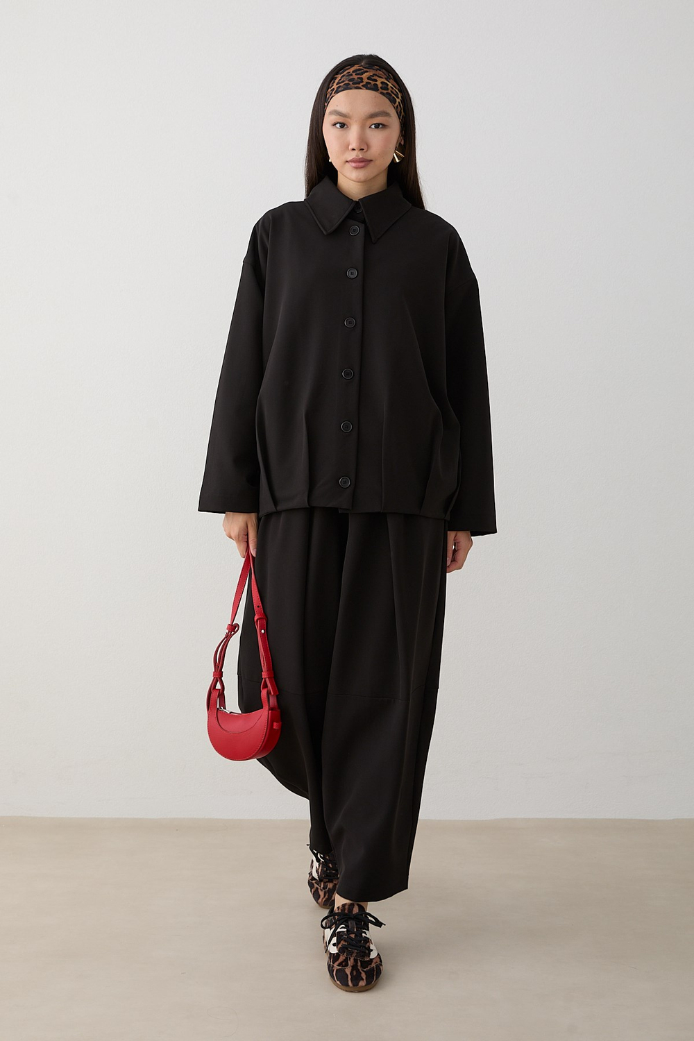 Oversize Ceketli Pantolonlu Takım - Siyah