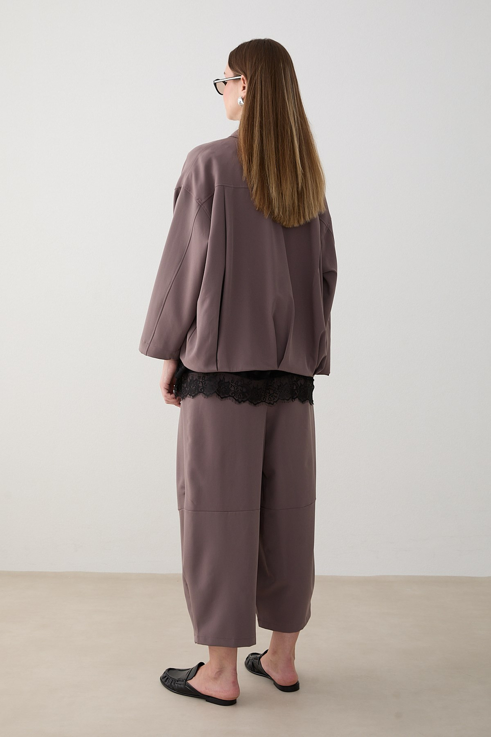 Oversize Ceketli Pantolonlu Takım - Vizon